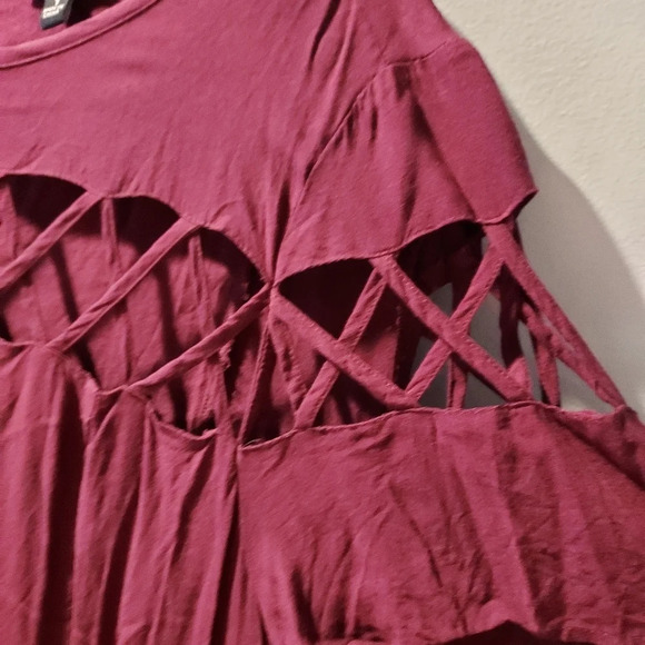 Torrid Burgundy/Purple Mini Challis Trapeze Dress in Size 1 - Picture 6 of 9